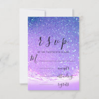 RSVP Purple Ocean Blue Waves Beach Wedding