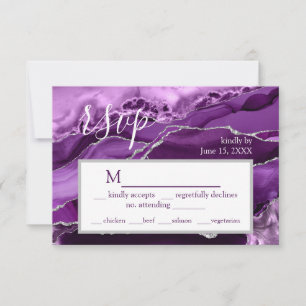 RSVP Purple Silver Agate Glitter Response Card