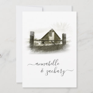*~* RSVP QR Barn American Flag AR19 Wedding Invitation