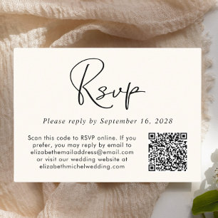 RSVP QR Code Photo Cream Wedding Enclosure Card
