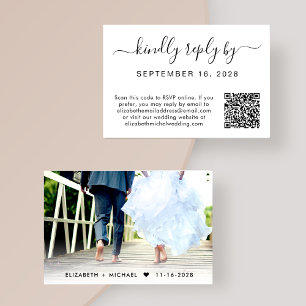 RSVP QR Code Photo Script Wedding Enclosure Card