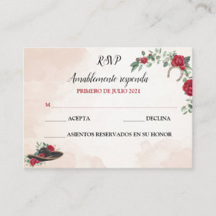 RSVP QUINCEANERA Mariachi Charra Watercolor Business Card