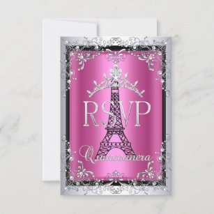 RSVP Quinceanera Pink Silver Tiara Eiffel Tower