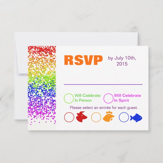 RSVP Rainbow Wedding Fun And Modern Invitation (Front)