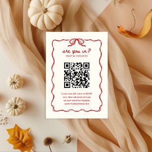 RSVP Red Hand-illustrated QR Code Enclosure Card