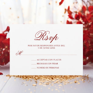 RSVP Red Pink Spanish Quinceañera Quince