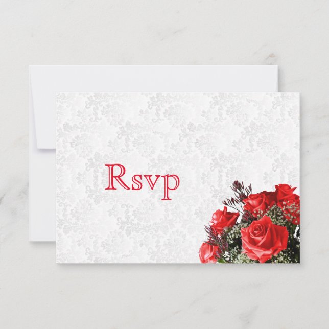 RSVP  Red Rose Floral Wedding (Front)