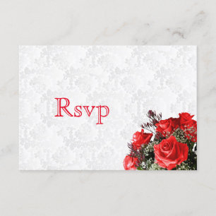 RSVP Red Rose Floral Wedding Card
