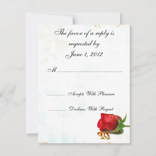 RSVP red roses wedding invites (Front)
