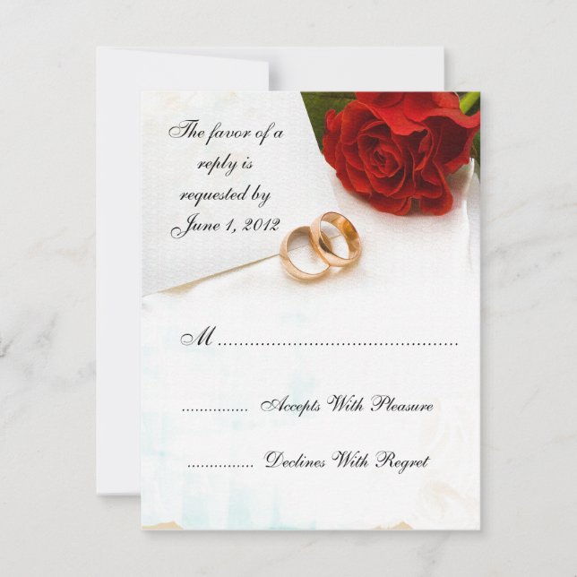 RSVP red roses wedding invites (Front)