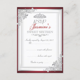 RSVP Red Silver Damask Tiara Sweet 16