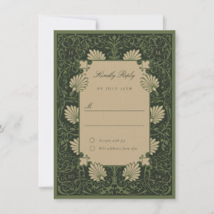 RSVP Regal Emerald Green Antique Gold Baroque Invitation