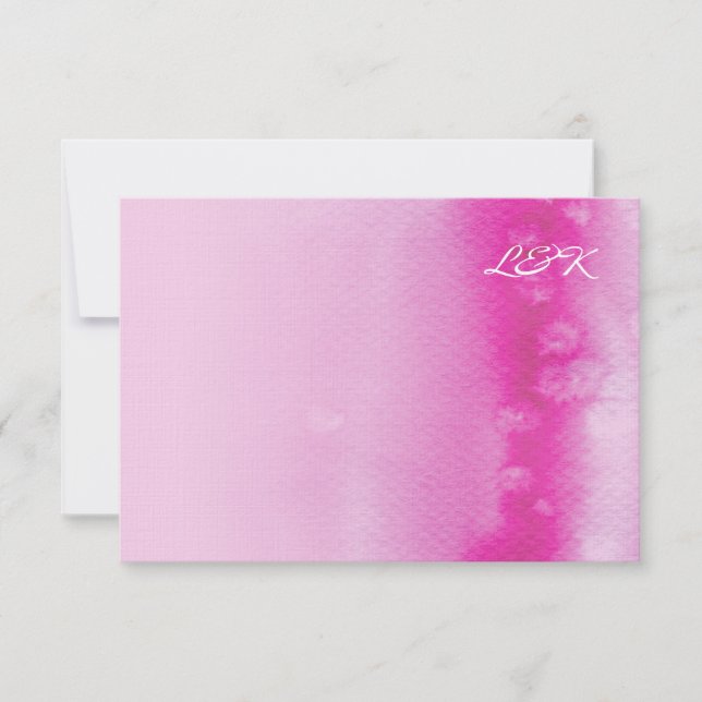 RSVP REPLY CARD ombre watercolor fuschia pink (Front)