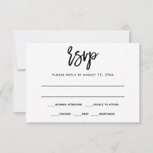 RSVP / Reply Postcard   Brush Calligraphy (Black)