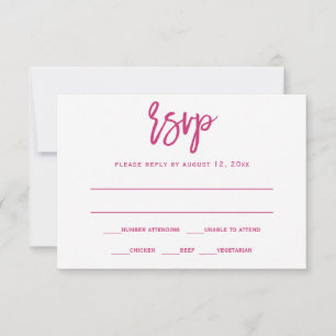 RSVP / Reply Postcard   Brush Calligraphy-Magenta