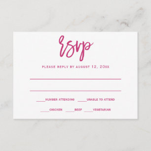 RSVP / Reply Postcard Brush Calligraphy-Magenta