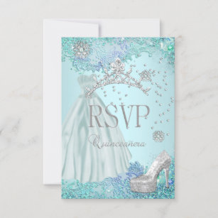 RSVP Reply Quinceanera Soft Teal Tiara Dress Shoe