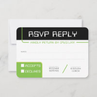 RSVP REPLY RESPONSE 1 modern gamer black green