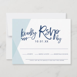 RSVP REPLY RESPONSE CARD stylish pale blue overlap