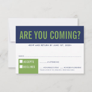 RSVP REPLY RESPONSE fun bold block navy green
