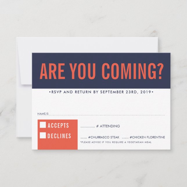 RSVP REPLY RESPONSE fun bold block navy red orange (Front)