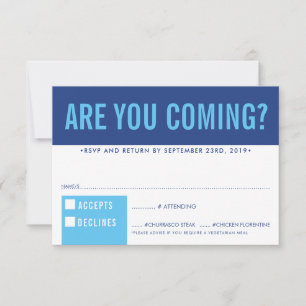 RSVP REPLY RESPONSE fun bold block royal blue