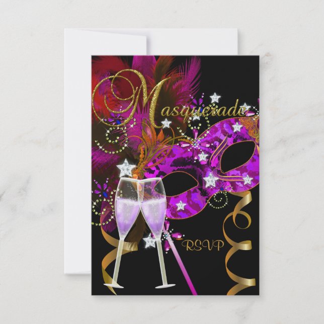 RSVP Reply Response Masks black Gold Pink 2 (Front)