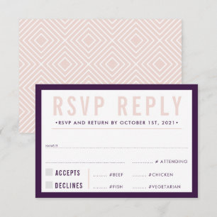 RSVP REPLY RESPONSE modern bold aubergine blush