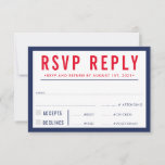 RSVP REPLY RESPONSE modern bold navy blue red<br><div class="desc">by kat massard >>> https://linktr.ee/simplysweetpaperie <<< A bold type design for your RSVP REPLY CARDS - to match your main invitations. Love the design, but would like to see some changes - another colour scheme, product, add a photo or adapted for a different occasion - no worries simply contact me,...</div>