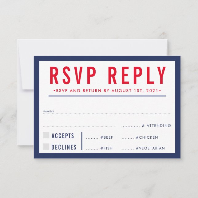 RSVP REPLY RESPONSE modern bold navy blue red (Front)