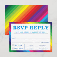 RSVP REPLY RESPONSE modern colourful rainbow strip