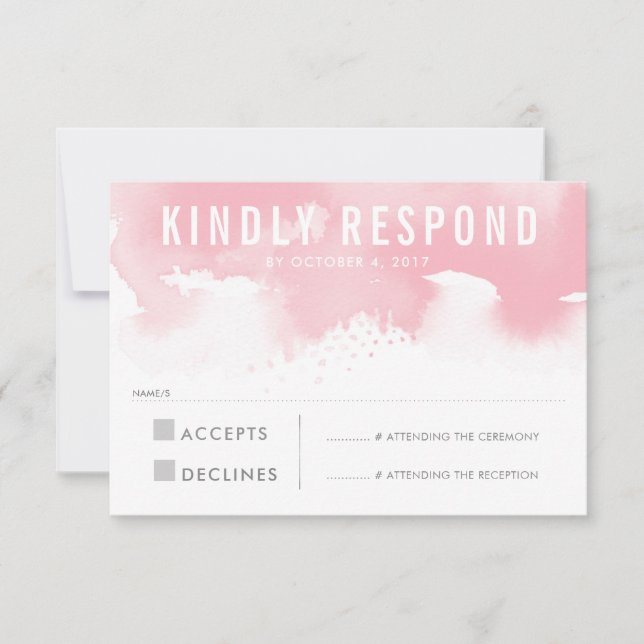 RSVP REPLY RESPONSE modern watercolor blush pink (Front)