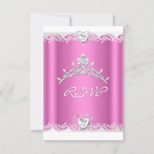RSVP Reply Response Pink White Lace Quinceanera