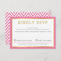 RSVP REPLY RESPONSE simple chevron pattern pink