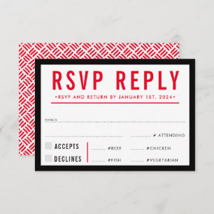 RSVP REPLY RESPONSE simple modern grid black red