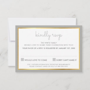 RSVP REPLY RESPONSE simple stripe pattern grey