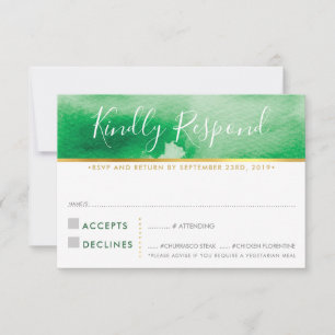 RSVP REPLY RESPONSE stylish kelly green watercolor