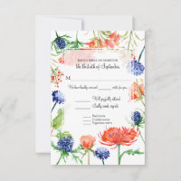 RSVP Reserved Seat w Menu Fall Orange Mum Thistle