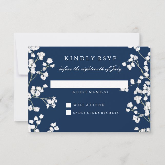 RSVP Response Baby's Breath Floral Wreath Wedding (Front)