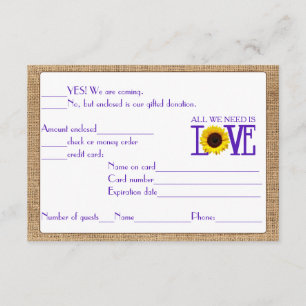 RSVP Response Burlap and Sunflower Purple