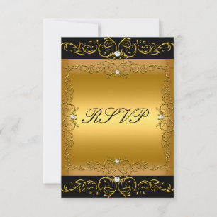 RSVP Response Card Black Gold All Events floral 2
