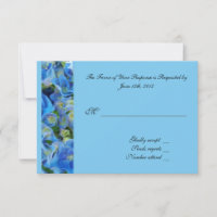 RSVP, response card, blue hydrangea