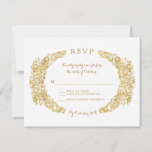 RSVP Response Card Engraved Floral Acanthus Leaf