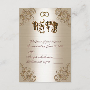 RSVP response card gold satin-look