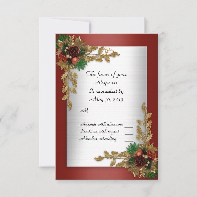 RSVP response card Holiday wedding invitation (Front)