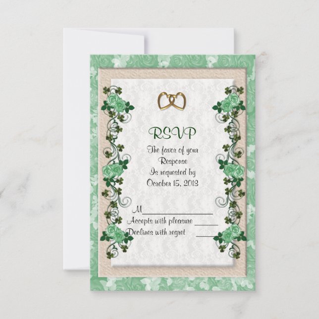 RSVP response card Irish roses (Front)