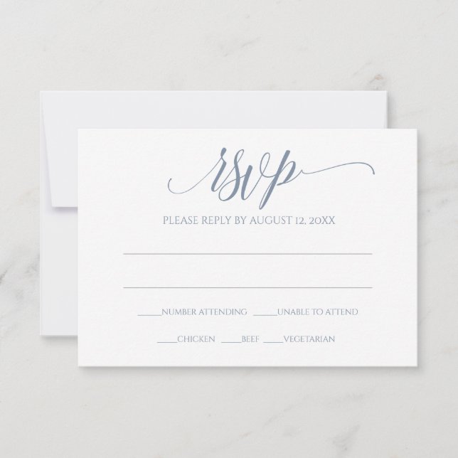 RSVP Response Card | Luxe Calligraphy (Dusty Blue) (Front)