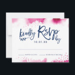 RSVP RESPONSE CARD stylish dark pink watercolor<br><div class="desc">by kat massard >>> kat@simplysweetPAPERIE.com <<< A simple, stylish RSVP REPLY CARD to match your special event stationery. Setup as a template it is simple for you to add your own details, or hit the customise button and you can add or change text, fonts, sizes etc - - - -...</div>