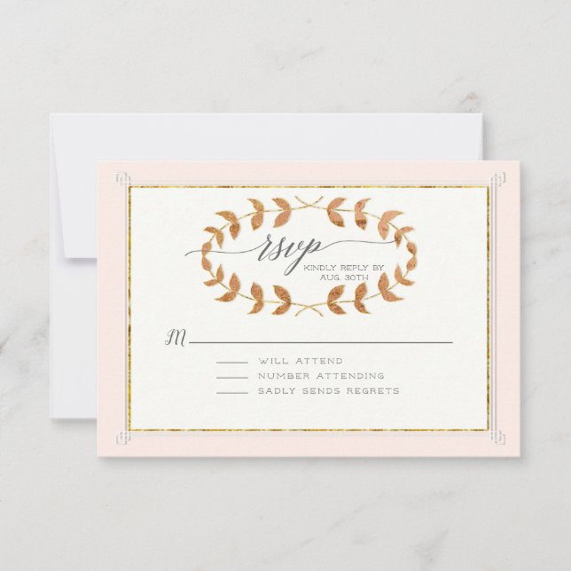 RSVP Response Copper Rose Gold Laurel Leaf Wreath (Front)