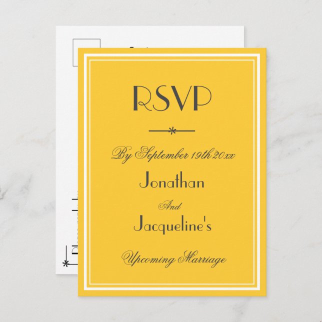 RSVP Response Elegant Classic Wedding  Invitation Postcard (Front/Back)